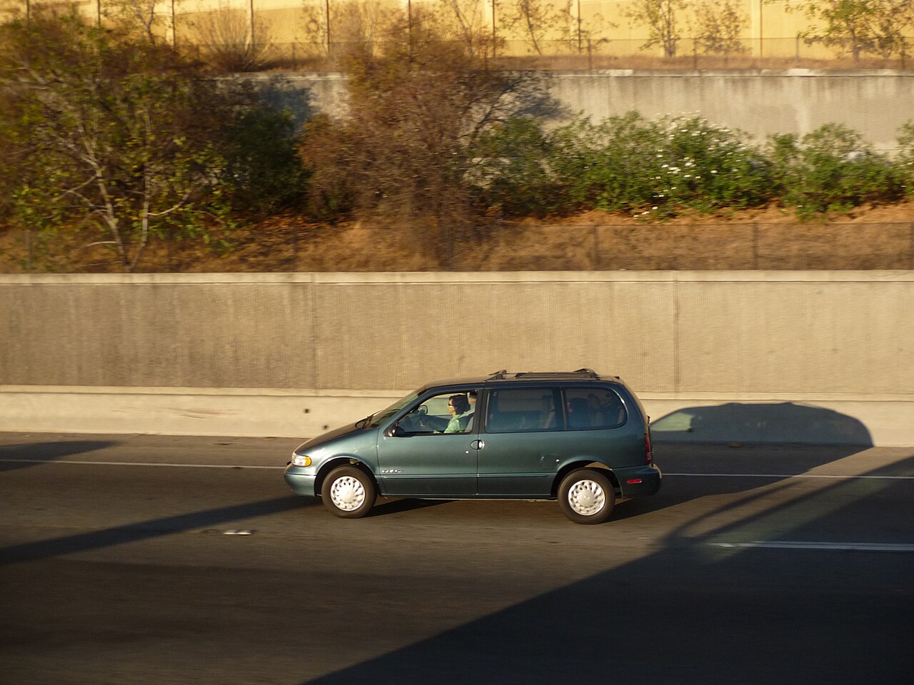 A car traveling along a highway